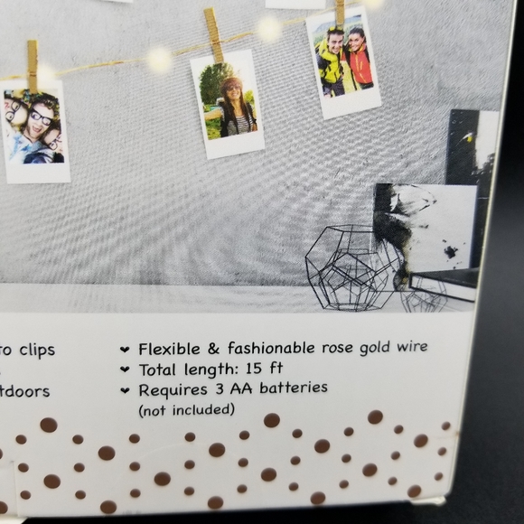 Firefly Mini LED String Lights 15ft Rose Gold Clips Hang Photos Cards Notes New - Picture 7 of 8